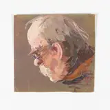 Kalavtsi, 1890 - 1984 / Ritratto di uomo che legge / Firmato F Konovaliuk e datato 43 in basso a destra by Fedir Zotikovich Konovalyuk, oil on cardboard, offered Jul 2021