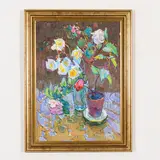 Vasyl Dmitrovich Chegodar, Chervonyy Yar, 1918 - Kiev, 1989 / Vasi di fiori, oil on cardboard