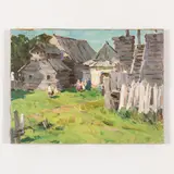 Orenburg, 1920 - Kiev, 1982 / Antica cittadina russa by Anatoliy Aleksandrovich Plamenitskiy, oil on canvas, offered Jul 2021