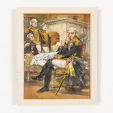 Mykhaylo Khmelko, Kiev, 1919 - 1975 / Il consiglio / Firmato M Khmelko in basso a sinistra, oil on cardboard