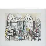 Renato Guttuso, Bagheria 1911- Roma 1987 / Caffe` Greco, lithograph a colori on paper