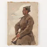 Zemlyanye Khutory, 1926 - Kiev, 2003 / Soldato by Victor Vasilievich Shatalin, oil on canvas, offered Oct 2021