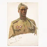 Verkhny Baskunchak, 1914 - Kiev, 1982 / Ritratto di soldato by Olexandr Gavrilovich Budnikov, oil on cardboard, offered Oct 2021