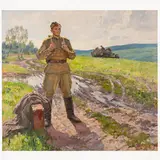 Dnepropetrovsk, 1918 - Kiev, 1999 / Davanti c'è la pace! / Firmato V Puzirkov e datato 1984 in basso a destra by Victor Grigorovich Puzyrkov, oil on canvas, offered Oct 2021
