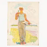 Oleksandr Mykhailovich Lopukhov, Gorodnya 1925 - Kiev, 2009 / Ragazzo con libro / Firmato A Lopukhov in basso a destra