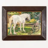 Zhitomyr, 1914 - 1984 / Cavallo bianco / Firmato Koshtelanchuk in basso a destra by Leonty Pylypovich Koshtelanchuk, oil on cardboard, offered Oct 2021