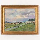 Danil Ivanovich Bezugly, Ivanivtsi, 1914 - Kiev, 1977 / Paesaggio con case, oil on canvas