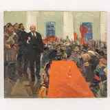 Gorodnya 1925 - Kiev, 2009 / Il discorso di Lenin / Firmato A Lopukhov e datato 55 in basso a sinistra by Oleksandr Mykhailovich Lopukhov, oil on canvas, offered Oct 2021