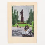 Kremenchug, 1908 - Kiev, 1979 / Vicino al monumento by Valentin Gavrilovich Litvinenko, tempera on paper, offered Oct 2021