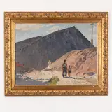 Lisichansk, 1918 - 1992 / Vicino alla miniera / Firmato V M Chernikov e dedica in basso a destra by Volodymir Mykhaylovich Chernikov, oil on cardboard, offered Oct 2021