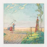 Kremenchug, 1908 - Kiev, 1979 / Contadine al lavoro / Firmato V Litvi e datato 47 in basso a destra by Valentin Gavrilovich Litvinenko, tempera on paper, offered Oct 2021