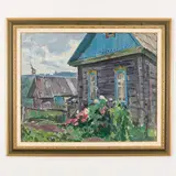 Emanuil Abramovich Kaminsky, Odessa, 1927 - 2009 / Case con giardino fiorito / Firmato E Kaminsky in basso a destra, oil on canvas