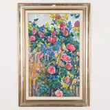 Vasyl Dmitrovich Chegodar, Chervonyy Yar, 1918 - Kiev, 1989 / Le rose / Firmato V Chegodar in basso a sinistra, oil on cardboard