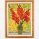Vvedenka, 1918 - Kiev, 2011 / Gladioli / Firmato Artamonov e datato 92 in basso a destra by Olexiy Mykhaylovich Artamonov, oil on cardboard, offered Oct 2021