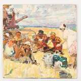Valentin Bernadskii, Ozeriany, 1917 - Simferopol, 2011 / Pausa dal lavoro, oil on cardboard