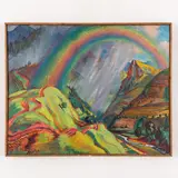 Ivanovtsy, 1910 - 1978 / L'arcobaleno / Monogramma in basso a sinistra, titolo e data 1947 sul retro by Fedir Fedorovich Manaylo, oil on canvas, offered Oct 2021