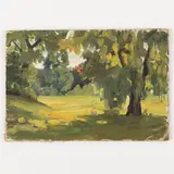 Vesele, 1904 - Kiev, 1997 / Bosco by Mykhaylo Gordyevich Deregus, oil on canvas applicata on cardboard, offered Oct 2021