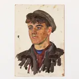 Olexandr Grigorovich Maksimenko, Vilkhovatka, 1916 - Kiev, 2011 / Volto di ragazzo / Iscrizione Nicola Rdacnko in basso al centro e firmato O Maksimenko a sinistra, oil on cardboard telato
