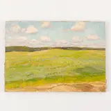 Brest, 1933 - 2015 / Il campo di lino / Firmato V Korolchuk in basso a sinistra by Victor Andrievich Korolchuk, oil on canvas, offered Oct 2021