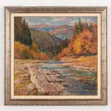 Kobyletska Poliana, 1891 - Uzhgorod, 1975 / Paesaggio di montagna / Firmato Bokshay e datato 1951 in basso a sinistra by Joseph Josephovich Bokshay, oil on canvas, offered Oct 2021