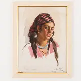 Smolensk, 1917 - Kiev, 2005 / Ritratto di Novoya Hanum by Tetyana Nylivna Yablonska, oil on cardboard, offered Oct 2021