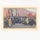 Volochysk, 1912 - Kiev, 2002 / Manifestazione / Firmato I Tartakovskiy in basso a destra by Isaak Iosifovich Tartakovskiy, oil on cardboard, offered Oct 2021