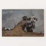 Sergey Ivanovich Grosh, Brazhyntsi, 1911 - Kiev, 1990 / I traghetti / Firmato Grosh e datato 78 in basso a sinistra, oil on canvas applicata on panel
