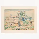 Kherson, 1884 - Kiev, 1974 / L'antica chiesa di Ufa / Firmato A Shovkunenko e datato 1942 in basso a destra by Olexa Oleksievich Shovkunenko, mixed media on paper applicata on cartoncino, offered Oct 2021