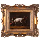 Cavalli in una stalla by Pieter van Bloemen, oil on panel, offered Feb 2022