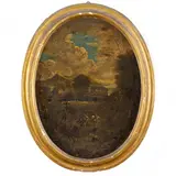 Paseaggio con figure by Pieter Mulier detto Il Tempesta, oil on canvas ovale, offered Feb 2022