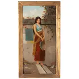 Achille Carrillo, Avellino, 1818 - Napoli, 1880 / Giovane con tamburello / Firmato A Carrillo in basso a sinistra, oil on canvas