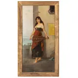 Achille Carrillo, Avellino, 1818 - Napoli, 1880 / Giovane con strumento musicale / Firmato A Carrillo in basso a destra, oil on canvas