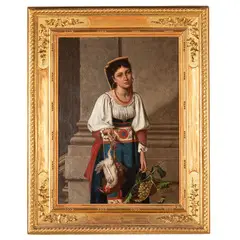 David Sani, Firenze, 1828 - 1914 / Popolana con selvaggina e frutta / Firmato D Sani in basso a destra, oil on canvas