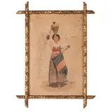 Cesare Bartolena, Livorno 1830 - 1903 / La portatrice d'acqua / Firmato Ces Bartolena in basso a destra, Acquarello su carta