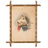 Cesare Bartolena, Livorno 1830 - 1903 / Popolana con chitarra / Firmato Ces Bartolena in basso a destra, Acquarello su carta