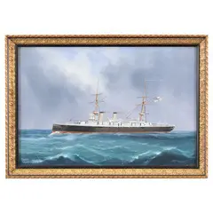 Malta, 1858 - 1911 / Ritratto di piroscafo / Firmato D'Esposito e datato 1891 in basso a sinistra by Gaetano D'Esposito, gouache on paper, offered Feb 2022