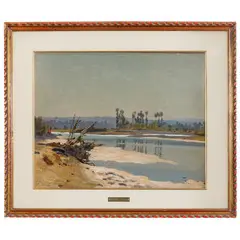 Cesare Viazzi, Alessandria 1857 - Predosa (AL) 1943 / Paesaggio lacustre / Firmato C Viazzi in basso a sinistra, oil on canvas