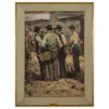 Ferruccio Rontini, Firenze 1893 - Livorno 1964 / Conversazione in strada / Firmato F Rontini in basso a destra, oil on canvas