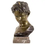 Francesco Parente, Napoli, 1885 - 1969 / Volto di ragazzo / Firmato F Parente sul lato, bronze