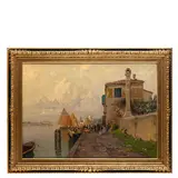 Nicolas De Corsi, Odessa, 1882 - Napoli, 1956 / Scorcio di canale veneziano / Firmato De Corsi in basso a destra, oil on canvas