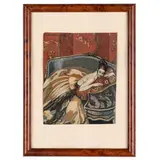 Marcello Dudovich, Trieste, 1878 - Milano, 1962 / Fanciulla sul sofa / Firmato M Dudovich in alto a sinistra