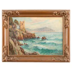 Max Usadel, Dusseldorf, 1880 - 1950 / Veduta della scogliera di Nervi / Firmato Max Usadel in basso a destra, oil on canvas