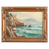 Max Usadel, Dusseldorf, 1880 - 1950 / Veduta della scogliera di Nervi / Firmato Max Usadel in basso a destra, oil on canvas