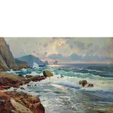 Felice Giordano, Napoli 1880 - Capri (Na) 1964 / Mareggiata a Capri / Firmato F Giordano in basso a destra, iscrizione sul retro Capri 1928