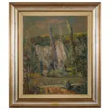 Emanuele Rambaldi, Pieve di Teco, 1903 - Savona, 1968 / Paesaggio nelle Langhe / Firmato E Rambaldi in basso a destra, oil on canvas