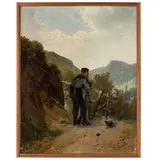 Milano, 1831 - 1882 / Paesaggio con soldato / Firmato G Fasanotti in basso a destra by Gaetano Fasanotti, oil on canvas, offered Feb 2022