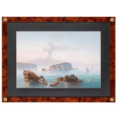 Gioacchino La Pira, attivo Napoli tra 1839/1870 / Veduta di Nisida / Firmato La Pira e iscrizione Nisida in basso a destra, gouache on paper