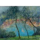 Michele Cascella, Ortona 1892 - Milano 1989 / Portofino, oil on canvas applicata on cardboard