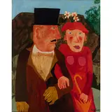 Franz Borghese, Roma 1941 - 2005 / Coniugi con paesaggio n.1, oil on canvas