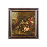 Melchior de Hondecoeter, Natura morta con scimmietta, oil on canvas
